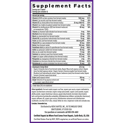 New Chapter Energy Supplement - Perfect Energy Multivitamin for Balanced Energy + Stress Support with B Vitamins + Vitamin D3 + Organic Non-GMO Ingredients - 96 ct