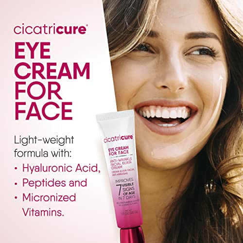 CICATRICURE Eye Anti-Wrinkle Cream for Face With Peptides and Micronized Vitamins for Fine Lines and Wrinkles, Dark Circles and Eyes Bags | Long- Lasting Hydration, Oil-Free, 1 oz
