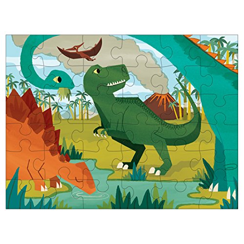 Mudpuppy Dinosaur Park Puzzle To Go, 36 Pieces, 12”x9” – Great for Kids Age 3+ - Colorful Illustrations of Favorite Dinosaurs – Packaged in Travel-Friendly Drawstring Fabric Pouch – Perfect for Planes