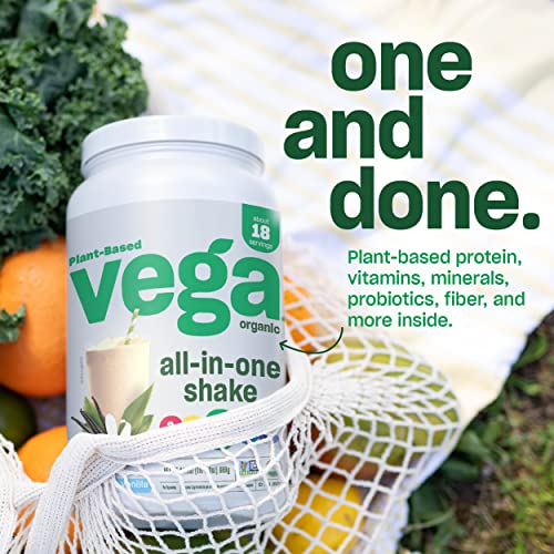 Vega Organic All-in-One Vegan Protein Powder French Vanilla (18 Servings) Superfood Ingredients, Vitamins for Immunity Support, Keto Friendly, Pea Protein for Women and Men, 1.5 lbs(Packaging May Vary)