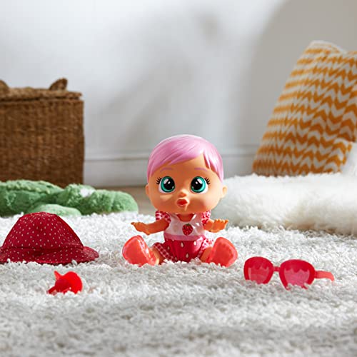 Cry Babies Fun n' Sun Ella 10' Baby Doll with a Strawberry Themed Swimsuit Plus 6 Accessories - Ages 18+ Months