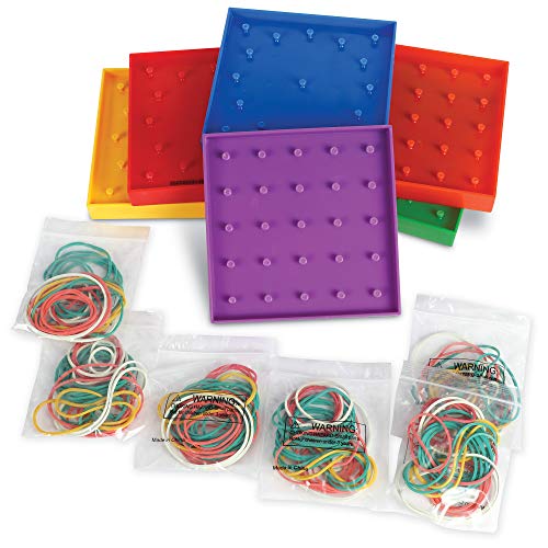 Learning Resources 5-Inch Double-Sided Assorted Geoboard Shapes - 6 Pieces, Ages 5+ Kindergarten Learning Toys, Math Manipulatives for Kids