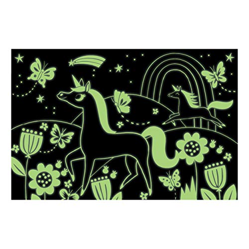Mudpuppy Unicorns Glow-In-The-Dark Puzzle, 100 Pieces – Age 5+, 18” x 12”, Perfect for Family Time, Finished Puzzle Shows Vibrant Illustrations of Unicorns (9780735345751), 1 ea