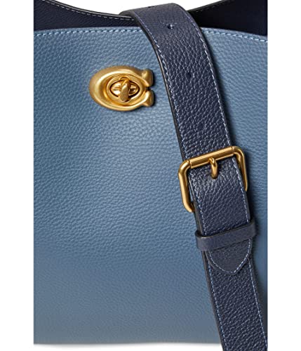 COACH Color-Block Leather Willow Shoulder Bag Denim One Size