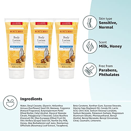Burt's Bees Hand Cream for Dry Skin, Unscented, Ultimate Care with Baboab Oil, Milk and Honey 6 Ounce (Pack of 3) (Packaging May Vary)