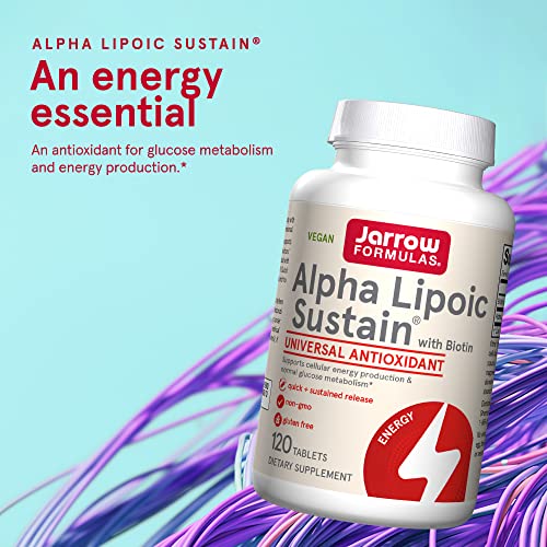 Jarrow Formulas Alpha Lipoic Sustain 300 mg - Antioxidant + Biotin - Glucose Metabolism and Energy Production Support - Releases ALA Over Longer Period - Up to 120 Servings (PACKAGING MAY VARY)