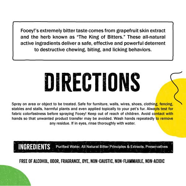 Ultra-Bitter Training Aid Spray – Chewing, Biting, Licking Deterrent for Dogs, Cats, Horses, Rabbits, Ferrets, Birds - Safe for Pet’s Skin – Can Also Protect Garden from Deer and Pests (16 oz.)