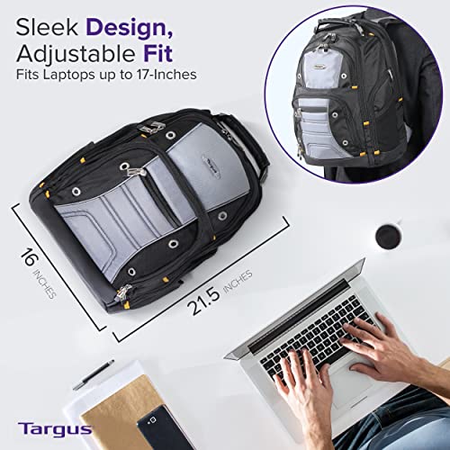 Targus Drifter II Backpack Design for Business Professional Commuter with Large Compartments, Durable Water Resistant, Hidden Zip Pocket, Protective Sleeve fits 17-Inch Laptop, Black/Gray (TSB239US)