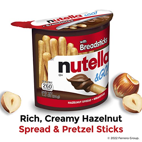 Nutella and GO! Hazelnut and Cocoa Spread with Breadsticks, Snack Pack, 1.8 oz each, Bulk 24 Pack