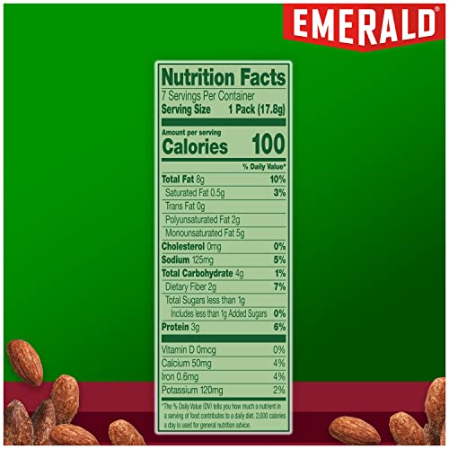Emerald Nuts, Dry Roasted Almonds 100 Calorie Packs, 0.63 Ounce, 7 Count (Pack of 12)