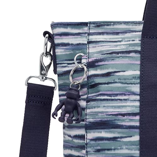 Kipling Women's Asseni Tote, Lightweight Everyday Purse, Nylon Shoulder Bag, Brush Stripes