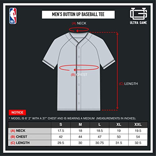 Ultra Game NBA Oklahoma City Thunder Mens Mesh Button Down Baseball Jersey Tee Shirt, Black, Small