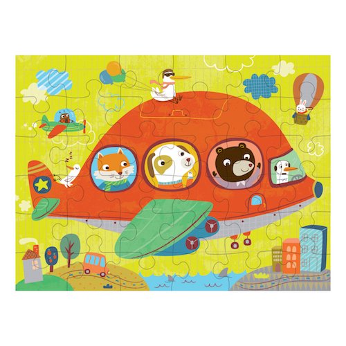 Mudpuppy Airplane to Go Puzzle, 36 Pieces – Great for Kids Ages 3+ - Perfect for Travel, Easy Clean-Up, Packaged in Secure, Reusable Fabric Bag