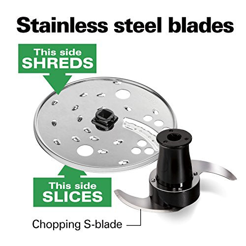 Hamilton Beach Stack and Snap Food Processor and Vegetable Chopper, BPA Free, Stainless Steel Blades, 12 Cup Bowl, 2-Speed 450 Watt Motor, Black (70725A)