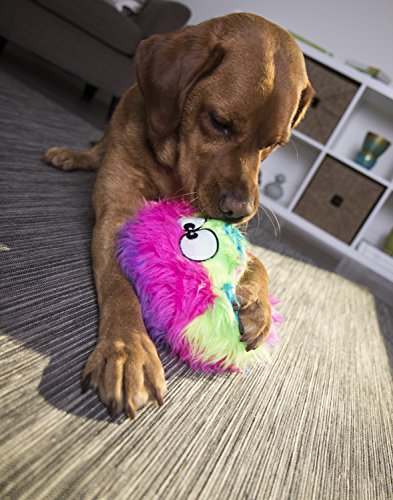 goDog Furballz Squeaky Plush Ball Dog Toy, Chew Guard Technology - Rainbow, Large, for All Breed Sizes