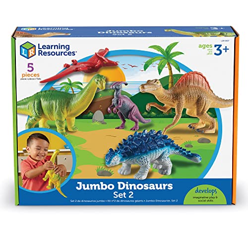 Learning Resources Jumbo Dinosaurs Expanded Set - 5 Pieces, Ages 3+ Dinosaurs for Toddlers, Dinosaurs Action Figure Toys, Kids' Play Dinosaur and Prehistoric Creature Figures