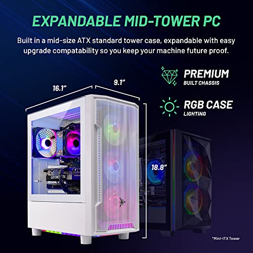 Skytech Archangel Gaming PC Desktop – AMD Ryzen 5 5600X 3.7 GHz, NVIDIA RTX 3060 Ti, 1TB NVME SSD, 16GB DDR4 RAM 3200, 600W Gold PSU, 11AC Wi-Fi, Windows 11 Home 64-bit