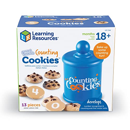 Learning Resources Smart Counting Cookies - 13 Pieces, Ages 18+ Months Toddler Counting and Sorting Skills, Toddler Math Learning Toys, Play Food for Toddlers, Chocolate Chip Cookies