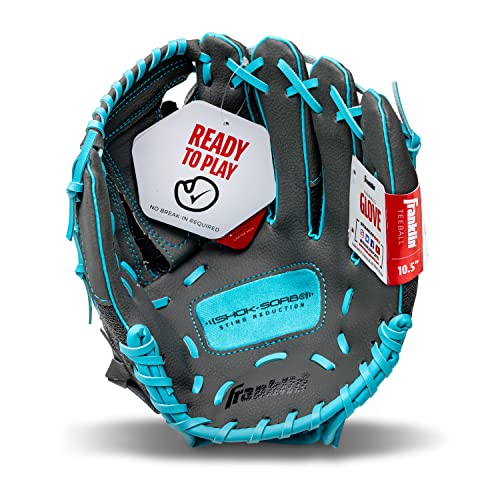 Franklin Sports Kids Baseball Glove - Youth Baseball, Softball + Teeball Glove for Boys + Girls - Shok Sorb Glove - Right Hand Throw - Blue - 10.5'
