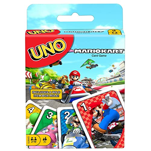 Mattel Games UNO Mario Kart Card Game for Kids, Adults, Family and Game Night with Special Rule for 2-10 Players