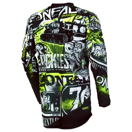 O'Neal mens V-neck Element Attack Jersey, Black/Hi-viz, X-Large US