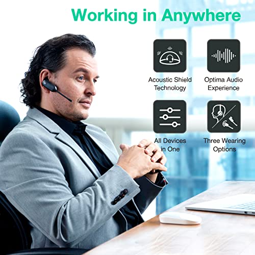 Yealink WH63 Wireless Headset with Microphone DECT Headset Office Headset Zoom Teams Certified Computer Headset UC Optimized Noise Canceling PC Computer Laptop Headset IP VoIP Phones with Charge Stand