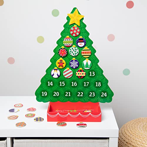 Melissa and Doug Wooden Advent Calendar - Magnetic Christmas Tree, 25 Magnets - Holiday Tree Themed Countdown Style Toddler and Kid Advent Calendar 2022 For Ages 3+