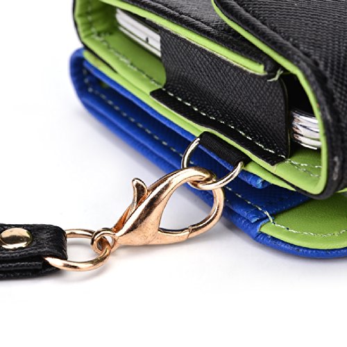 Kroo Clutch Wallet with Wristlet and Crossbody Strap for Smartphones up to 6.3 Inch - Carrying Case - Frustration-Free Packaging - Black and Blue