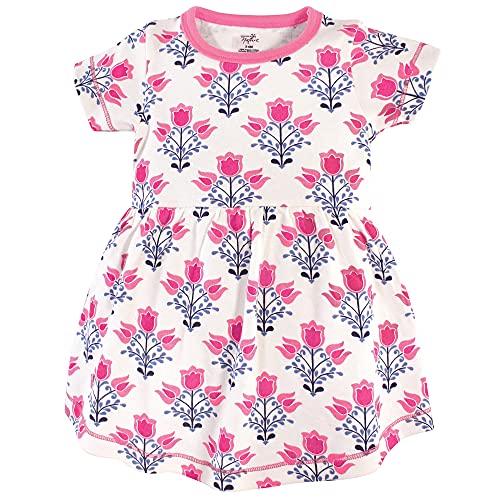 Touched by Nature Baby Girls' Organic Cotton Dress and Cardigan, Abstract Flower, 12-18 Months