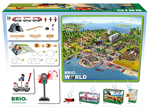 BRIO World - 33773 Railway Starter Set | 26 Piece Toy Train with Accessories and Wooden Tracks for Kids Age 3 and Up - Green