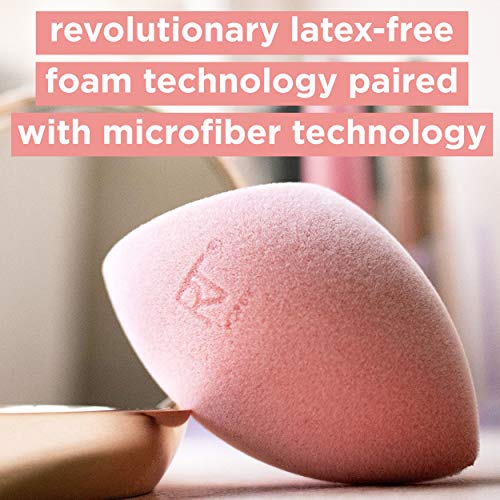 Real Techniques Miracle Powder Sponge, Makeup Blending Sponge For Powder Products, Set Makeup For Natural Finish and Cloud Skin, Buildable Coverage, Velvet Material, Packaging May Vary, 2 Count