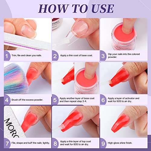 Morovan Dip Powder Nail Kit 8 Colors Glitter Nail Powder Dipping Starter Kit with Dip Powder Liquid Set for Nail Beginners and Professionals Nail Art DIY Dipping Powder Set