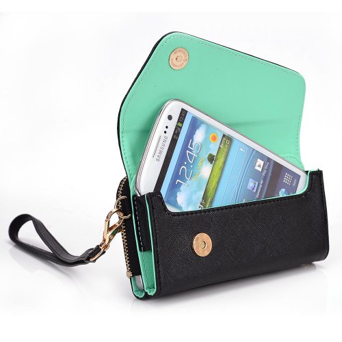 Kroo Clutch Wallet with Wristlet and Crossbody Strap for 5' Smartphone - Mint Green