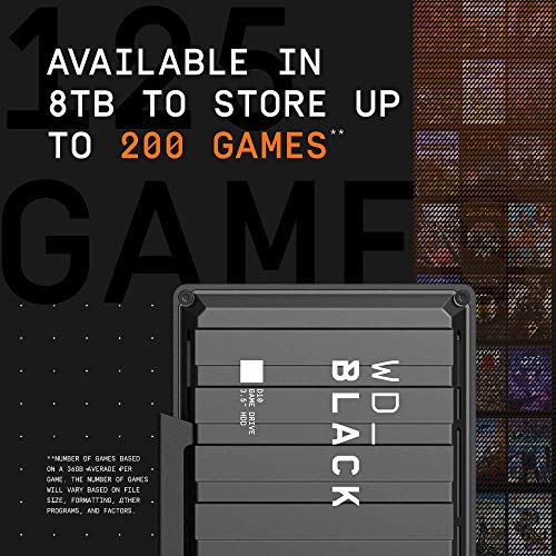 WD_BLACK 8TB D10 Game Drive - Portable External Hard Drive HDD Compatible with Playstation, Xbox, PC, and Mac - WDBA3P0080HBK-NESN