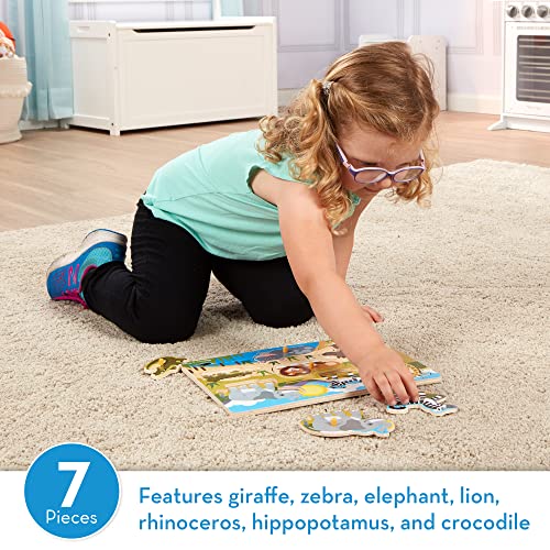 Melissa and Doug Safari Wooden Peg Puzzle (7 pcs)