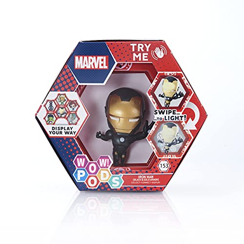 WOW! PODS Avengers Collection - Limited Edition Metallic Ironman | Superhero Light-Up Bobble-Head Figure | Official Marvel Collectable Toys and Gifts,Metallic Iron Man,4 inches
