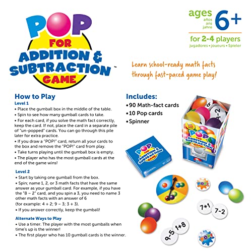 Learning Resources Pop For Addition and Subtraction Math Game - 100 Pieces, Ages 6+ | Grades 1+ Classroom and Homeschool Math Games, Math Activities for Kids