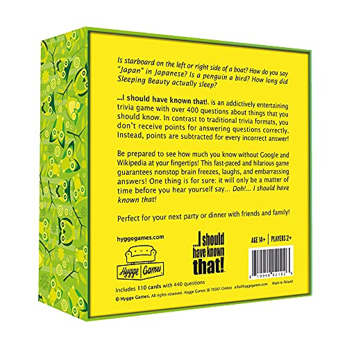 Hygge Games ...I should have known that! Trivia Game Green