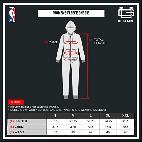 Ultra Game NBA Oklahoma City Thunder Womens Sleepwear Super Soft Fleece Onesie Pajama Hooded Jumpsuit, Black, Large