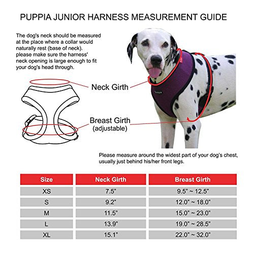 Puppia Junior Over-The-Head Dog Harness Checkered Pattern No Choke No Pull Adjustable Chest Belt Walking Training for Small and Medium Dog, Black, X-Large