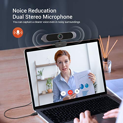 4K Webcam, DEPSTECH DW49 HD 8MP Sony Sensor Autofocus Webcam with Microphone, Privacy Cover and Tripod, Plug and Play USB Computer Web Camera for Pro Streaming/Online Teaching/Video Calling/Zoom/Skype