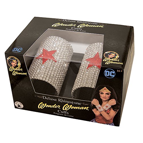 Rubie's womens Dc Comics Wonder Woman Rhinestone Cuffs Costume Accessory, As Shown, One Size US