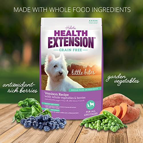 Health Extension Grain Free Little Bites for Dogs, Natural Food with Added Vitamins and Minerals, Perfect for Teacup, Toy and Miniature Dogs, Venison Recipe (3.5lb Bag)