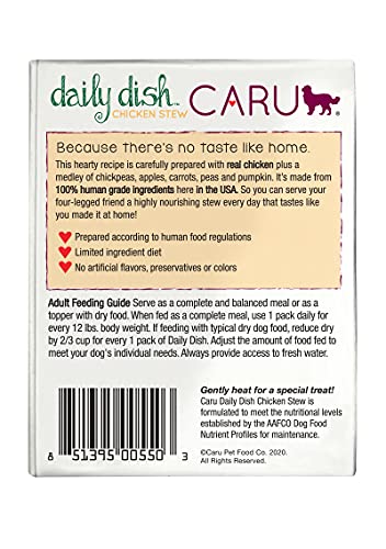 Caru Daily Dish Chicken Stew, Natural Adult Wet Dog Food with Real Chunks of Chicken, with Added Vitamins and Minerals, Non-GMO Ingredients (12.5 oz) - 12 Pack