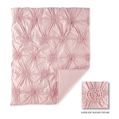 Levtex Baby - Willow Crib Bed Set - Baby Nursery Set - Pink - Soft Rosette Pintuck - 5 Piece Set Includes Quilt, Fitted Sheet, Diaper Stacker, Wall Decal and Crib Skirt/Dust Ruffle