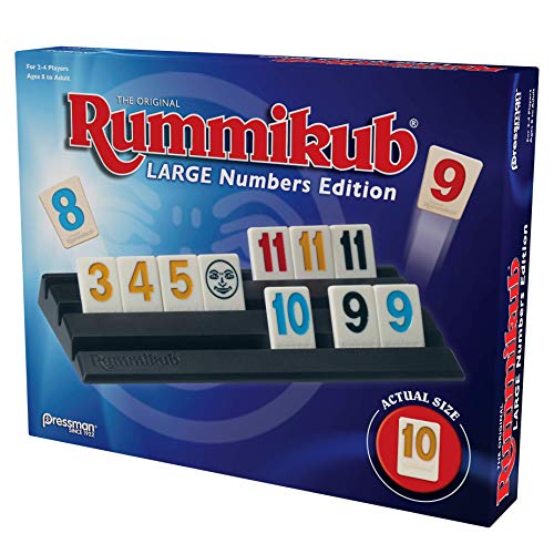 Pressman Rummikub Large Numbers Edition - The Original Rummy Tile Game Blue, 5'