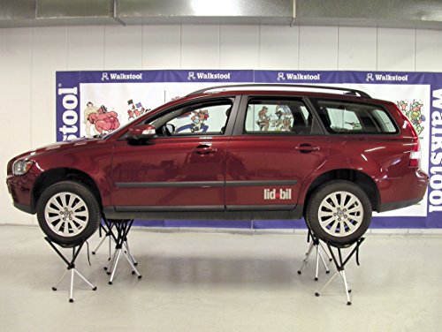 Walkstool - Comfort Model - Black and Silver - 3 Legged Folding Stool in Aluminium - Height 18' to 30' - Maximum Load 440 to 550 Lbs - Made in Sweden