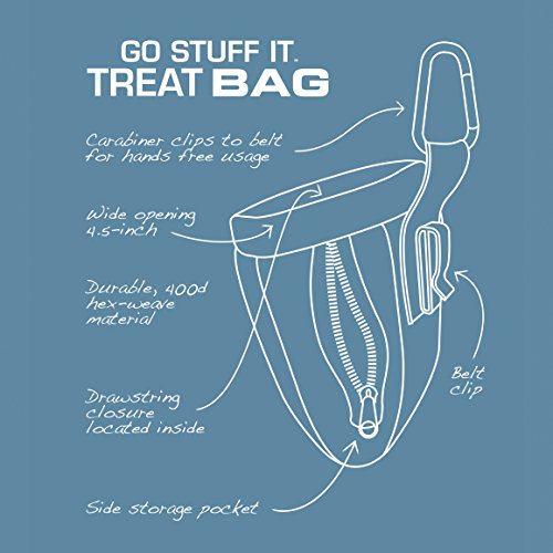 Kurgo Dog Training Treat Pouch Bag, Treat Bags for Dogs, Portable Pet Pocket Waist Clip Bag, Reflective Snack Bag for Pets, Includes Clip and Carabiner, Go Stuff-It Bag, Coastal Blue