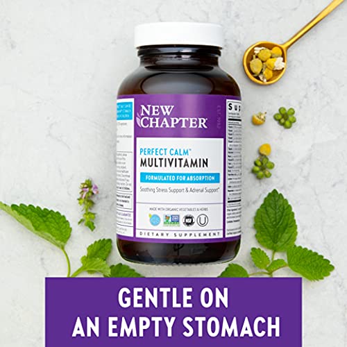 New Chapter Perfect Calm Multivitamin for Stress + Mood Support with B Vitamins + Holy + Lemon Balm + Organic Non-GMO Ingredients, Basil, 144 Count (Pack of 1)