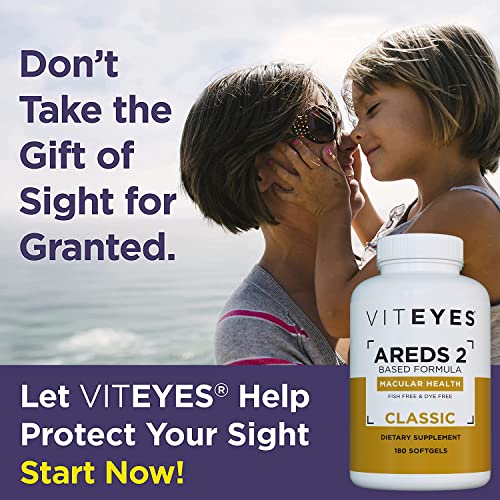Viteyes AREDS 2 Classic Macular Health Formula Softgels, Eye Health Vitamin to Support Macular Health, Lower Zinc, Eye Vitamins, Macular Vitamins, Beta-Carotene Free, 180 Softgels